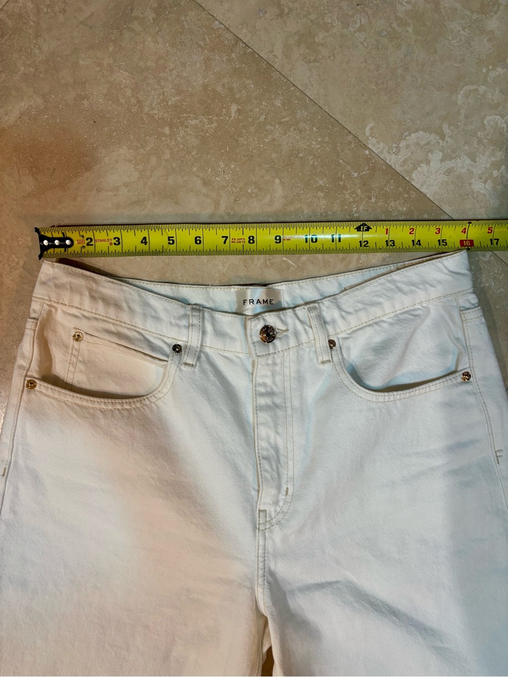 Frame Low Slung Barrel Denim Jeans Off-White Relaxed Fit size 28 - Picture 6 of 8